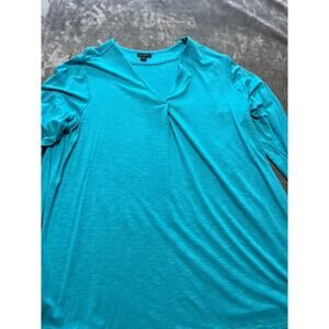 J Jill Womens Tee Shirt Pima 3/4 Sleeve V Neck Top Solid Blue Size‎ XL